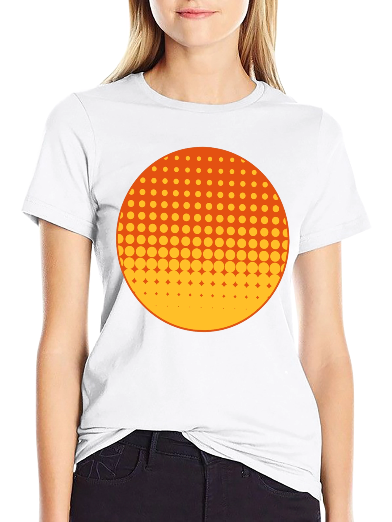 Black Retro Halftone Circle Graphic Tee - Black view 9
