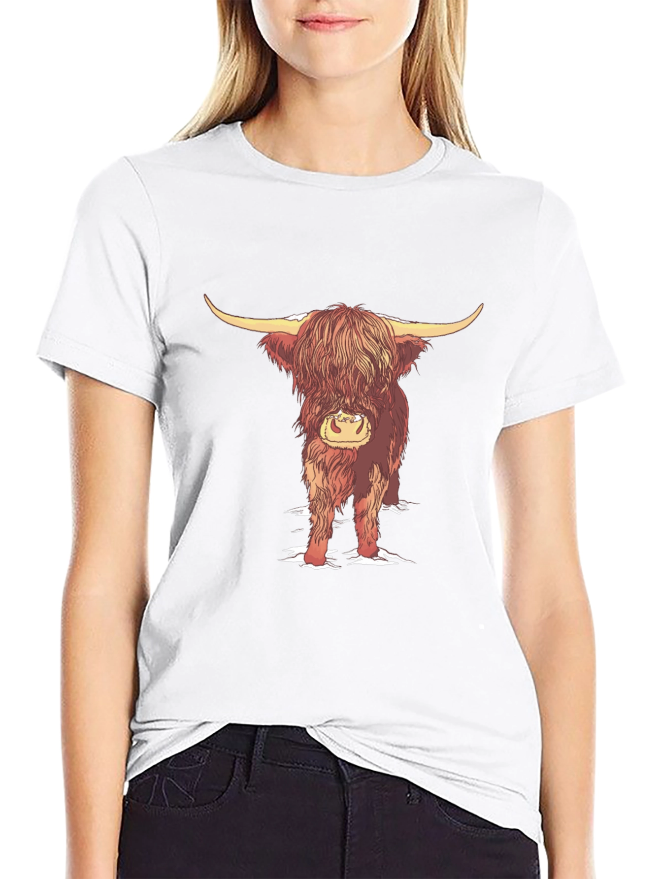 Black Highland Cow Graphic Tee - Black view 9