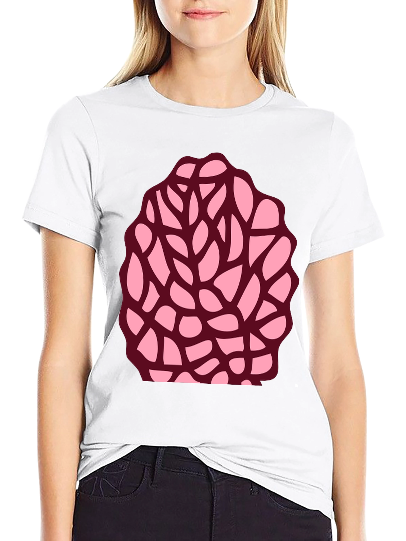 Black Unique Brain Coral Graphic Tee - Black Cotton Blend view 9