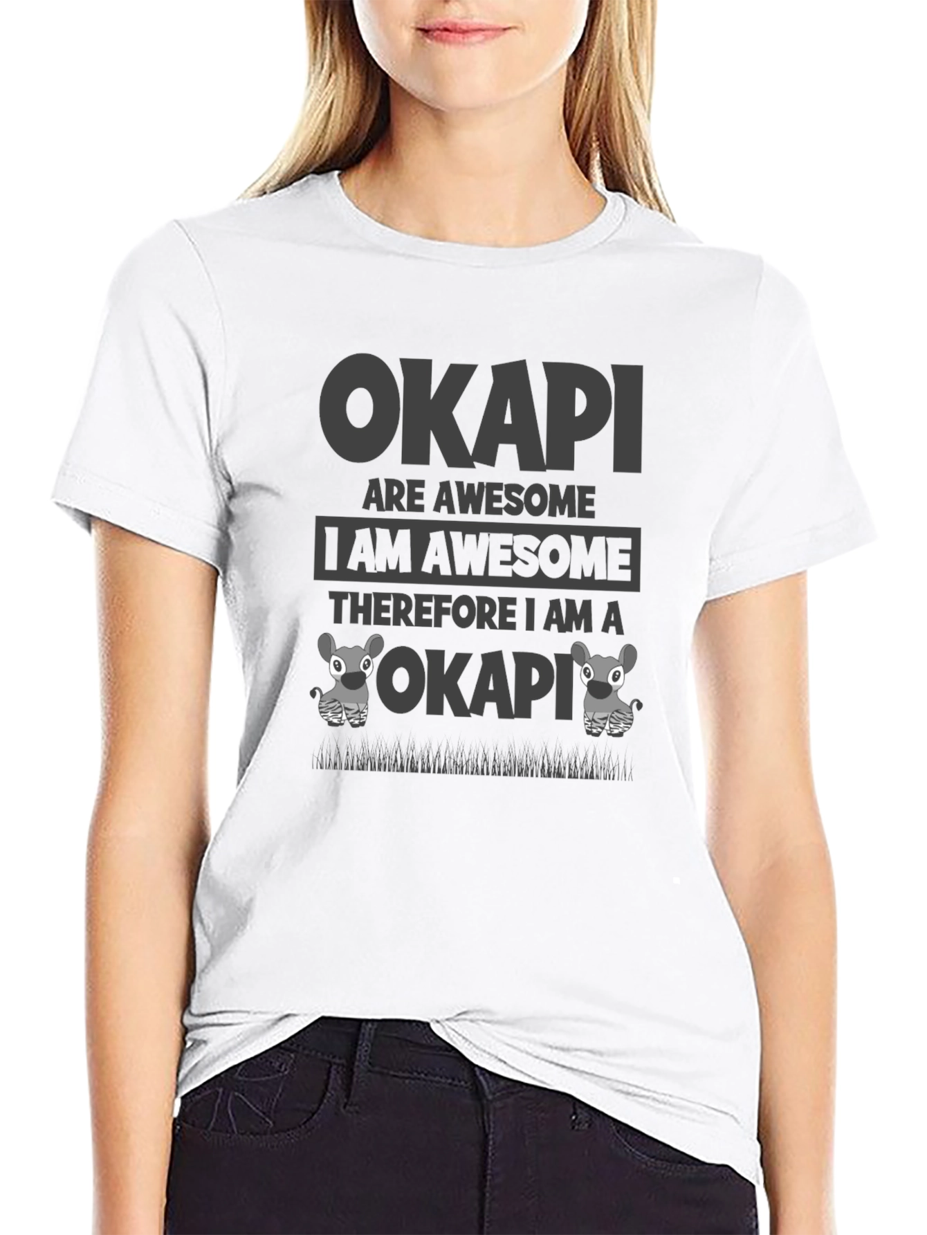 Black Okapi Are Awesome Black Graphic T-Shirt view 9