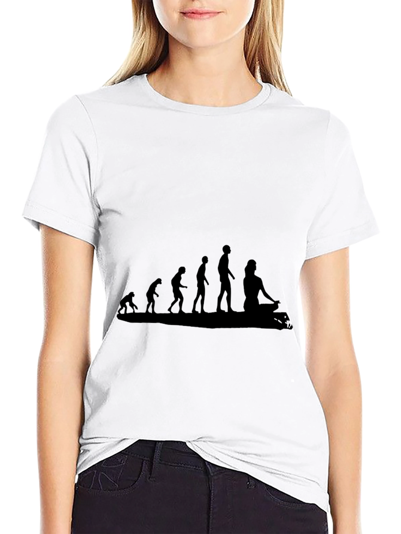 Black Evolution of Yoga T-Shirt - Black Cotton Tee view 9