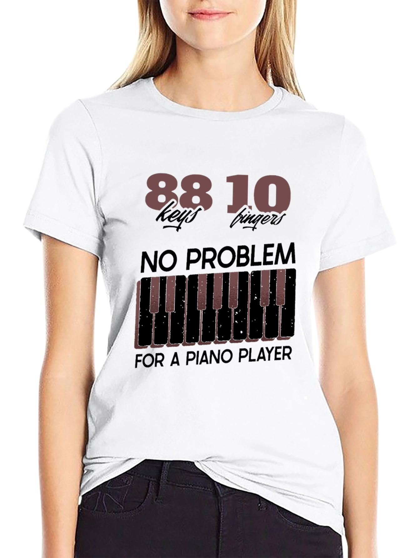 Black Piano Player T-Shirt - 88 Keys, 10 Fingers, No Problem! view 9