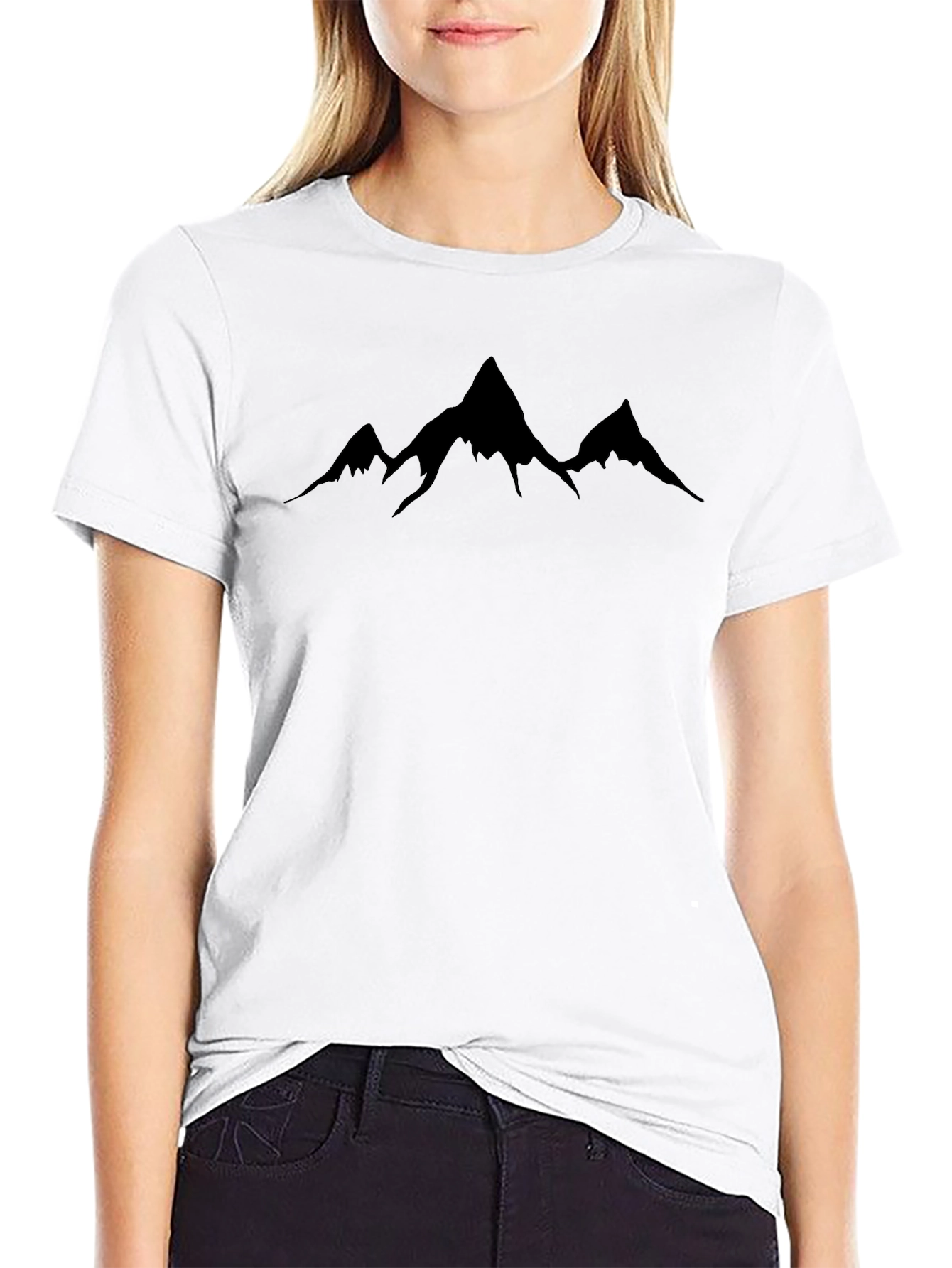 Black Men's Black Mountain Silhouette T-Shirt view 9
