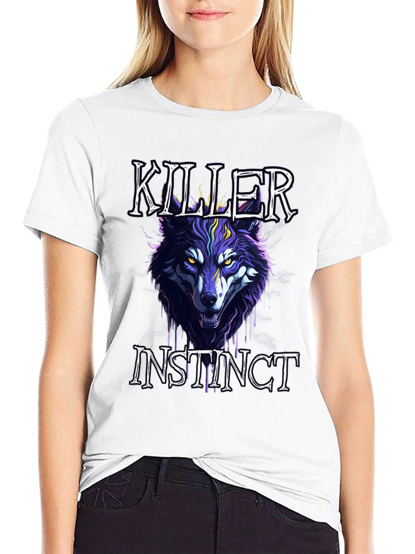 Black Killer Instinct Wolf Graphic Tee - Black view 9