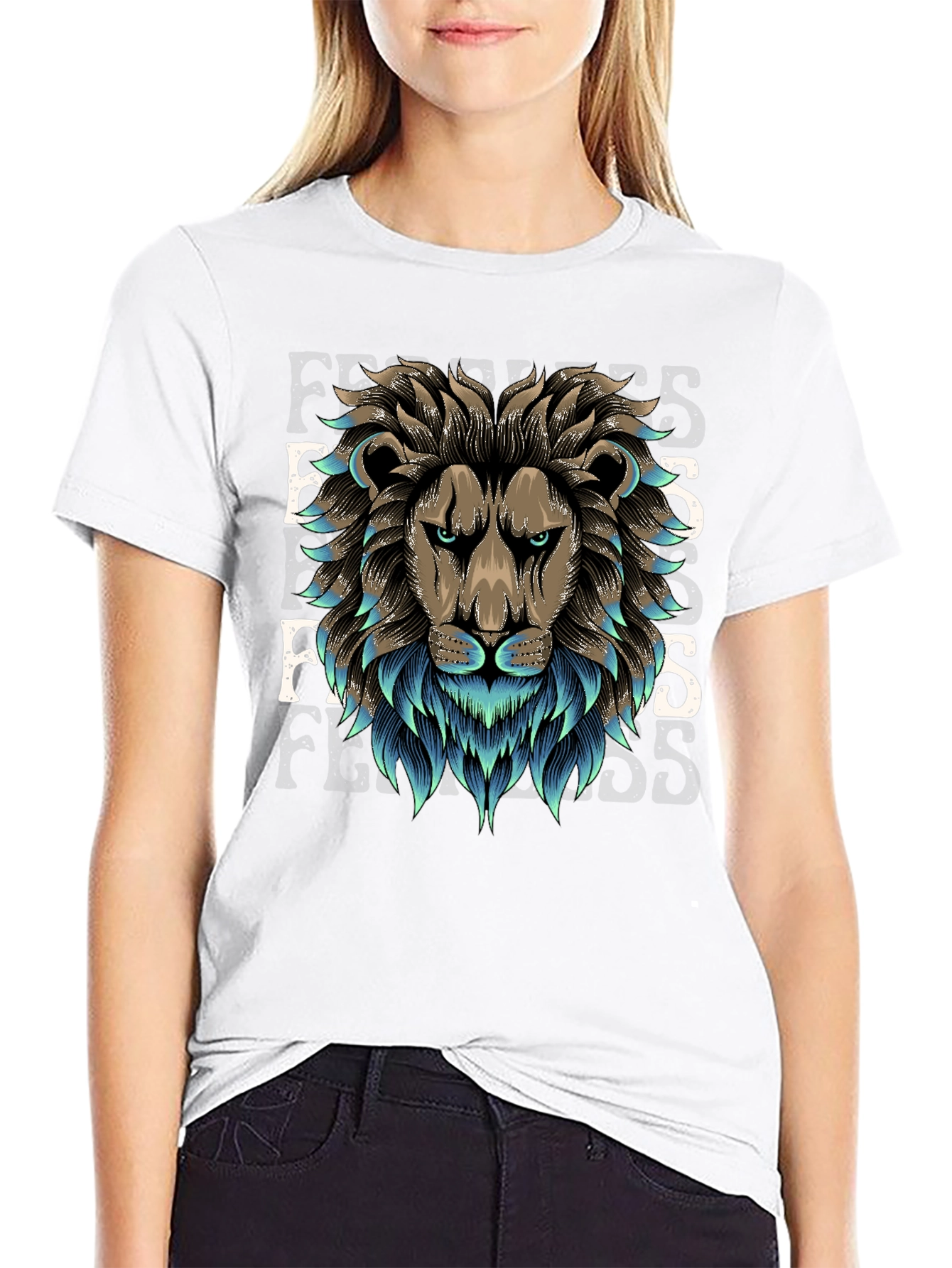 Black Fearless Lion Graphic Tee view 9