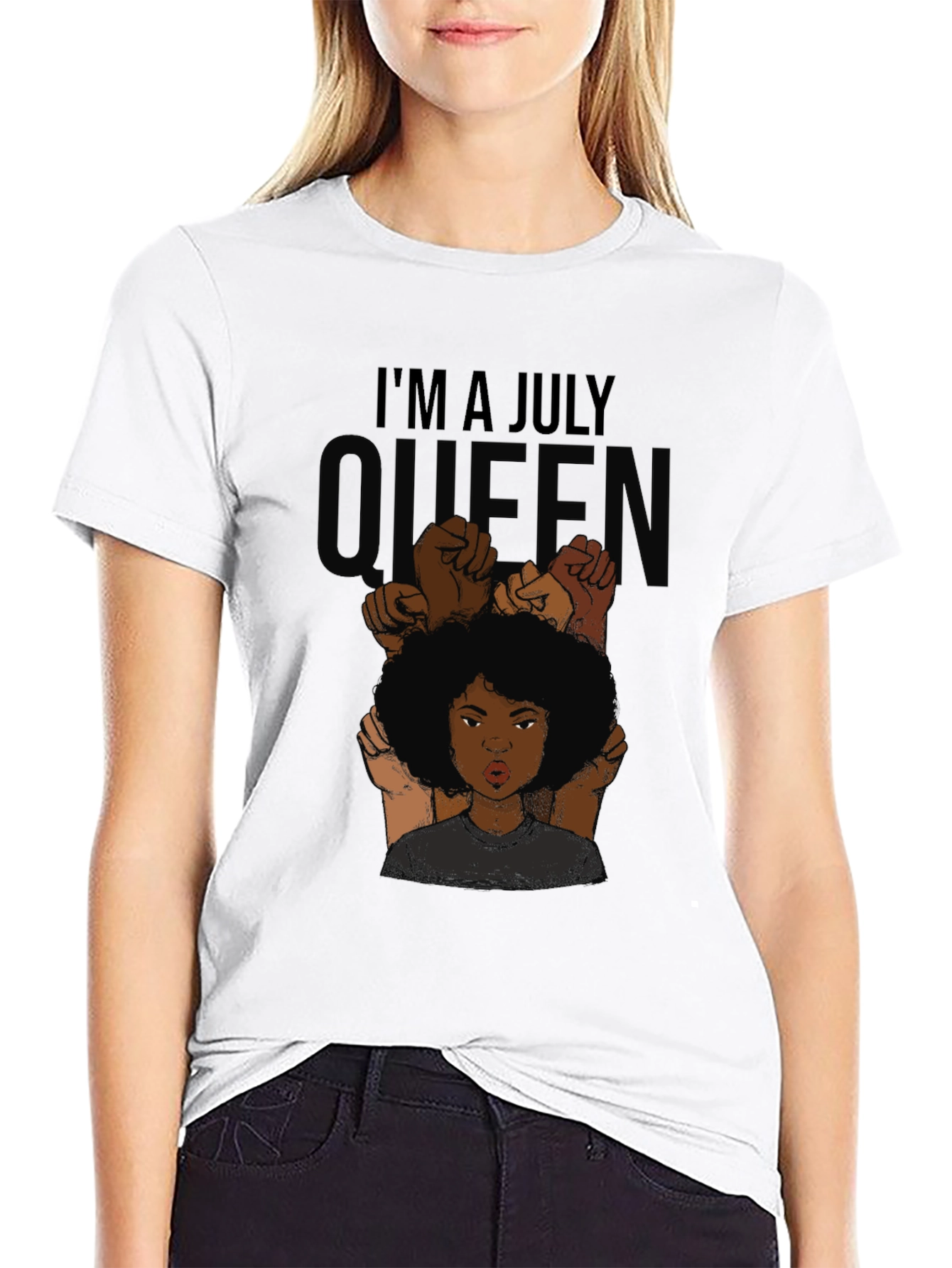 Black I'm a July Queen Black T-Shirt view 9
