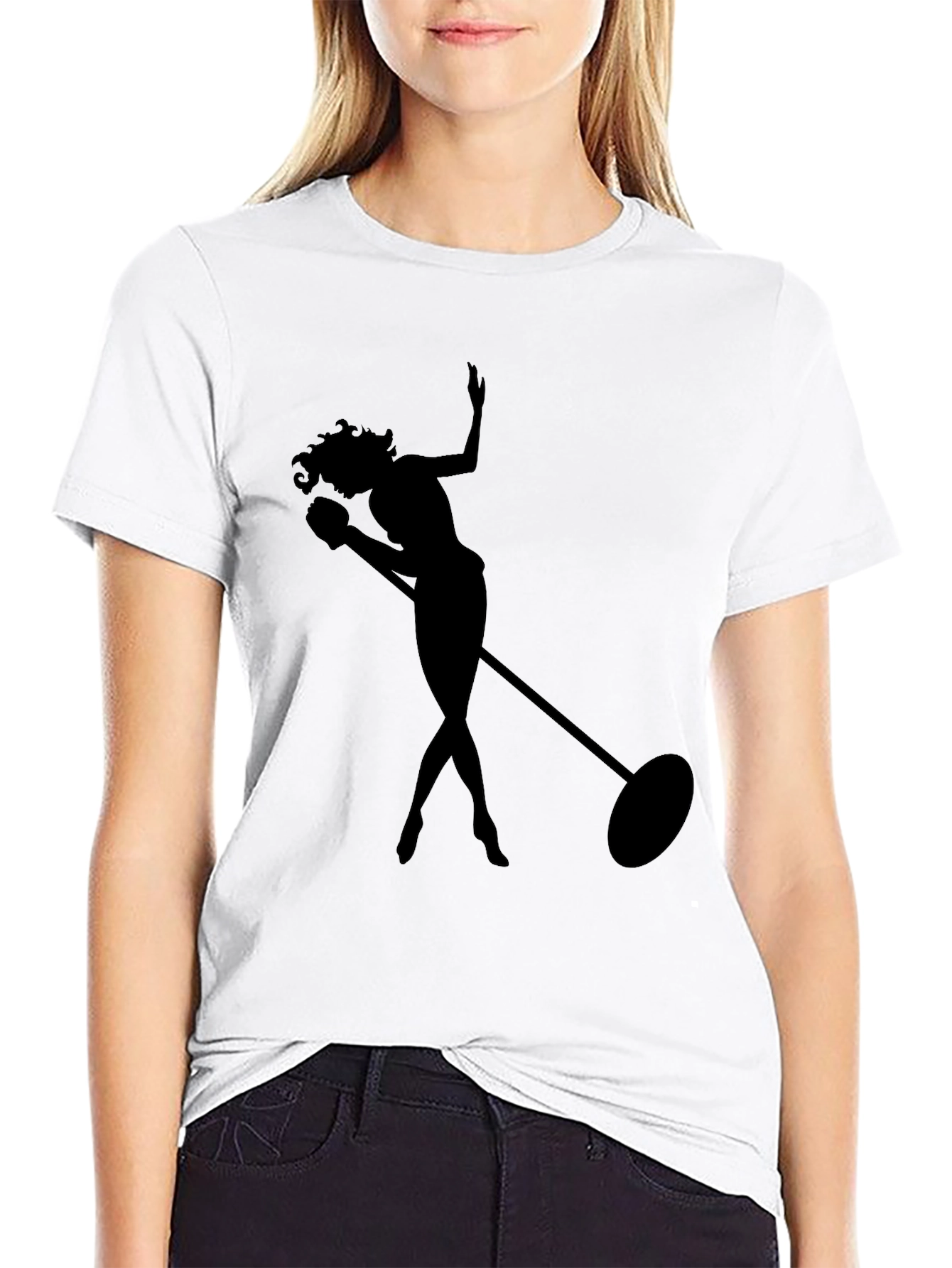 Black Silhouette Singer Graphic Tee - Soft Black T-Shirt view 9