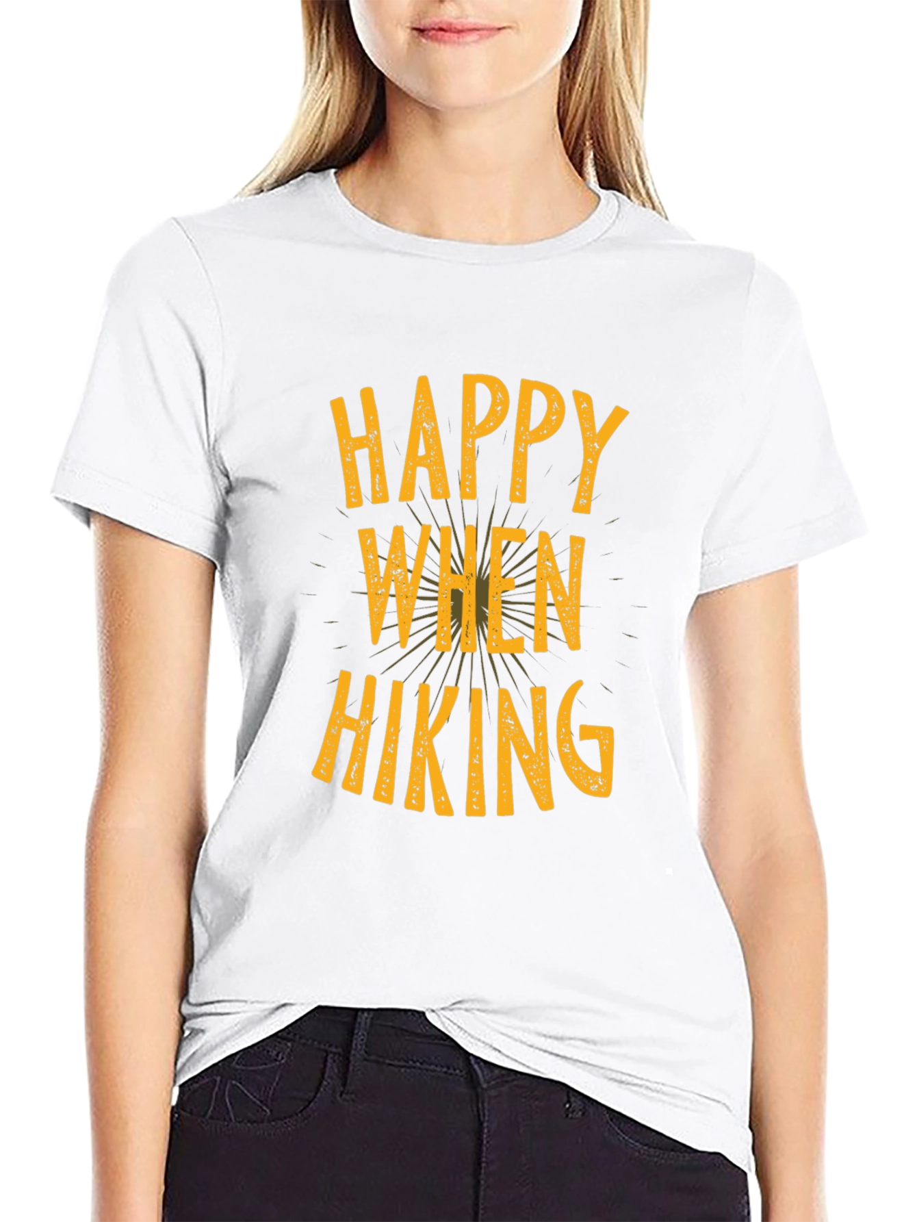 Black Happy When Hiking Graphic Tee - Soft Cotton Blend view 9