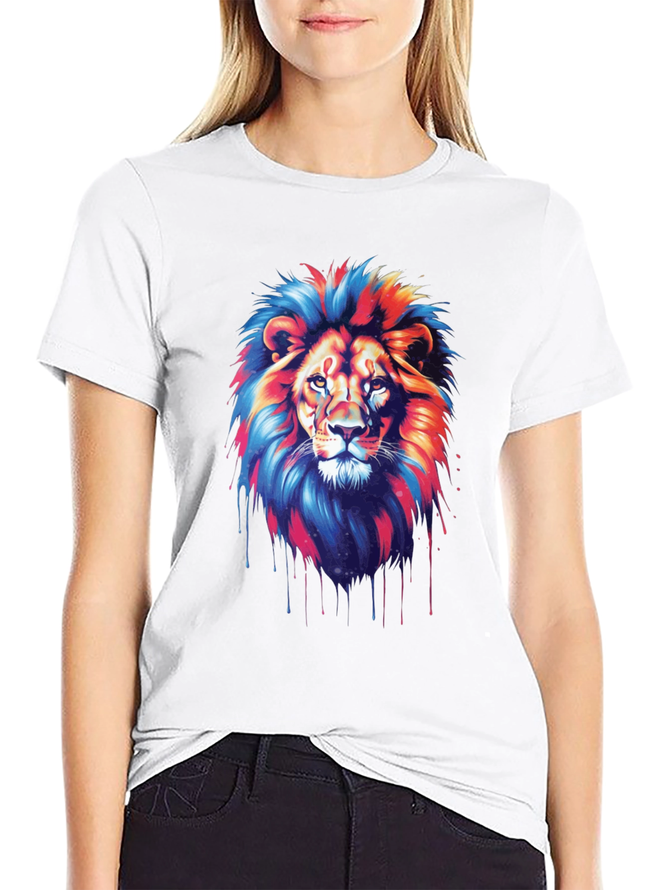 Black Vivid Lion Graphic Tee - Bold Style view 9