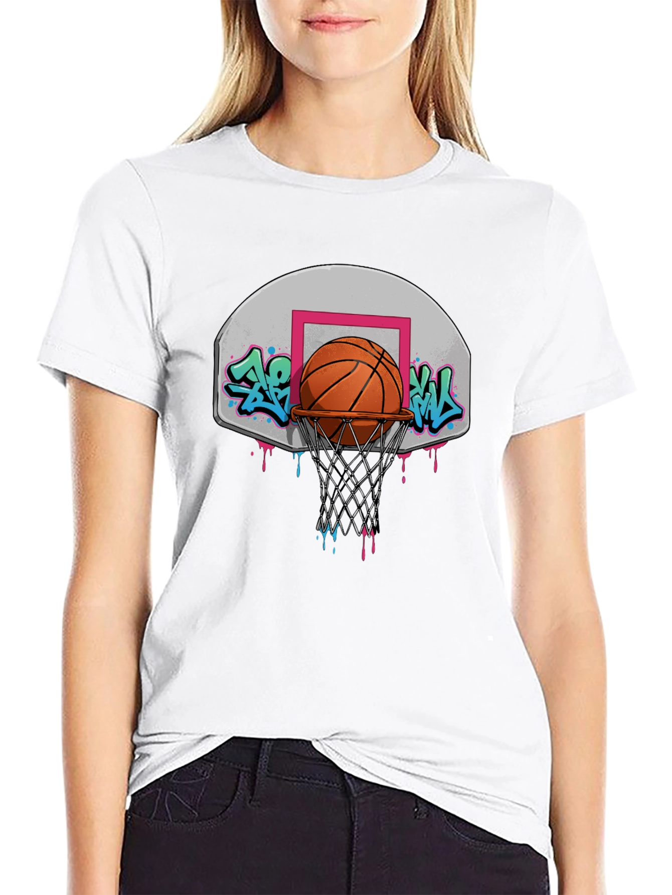 Black Basketball Hoop Graffiti T-Shirt - Urban Style Tee view 9