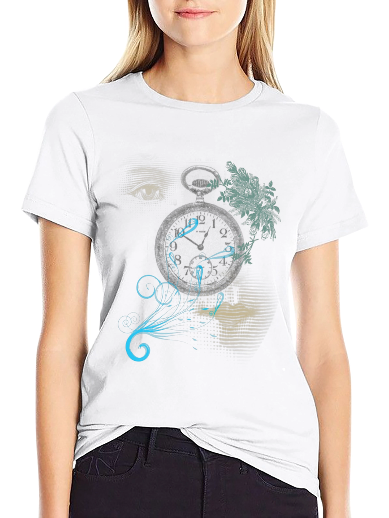 Black Surreal Dreamscape Graphic Print T-Shirt view 9