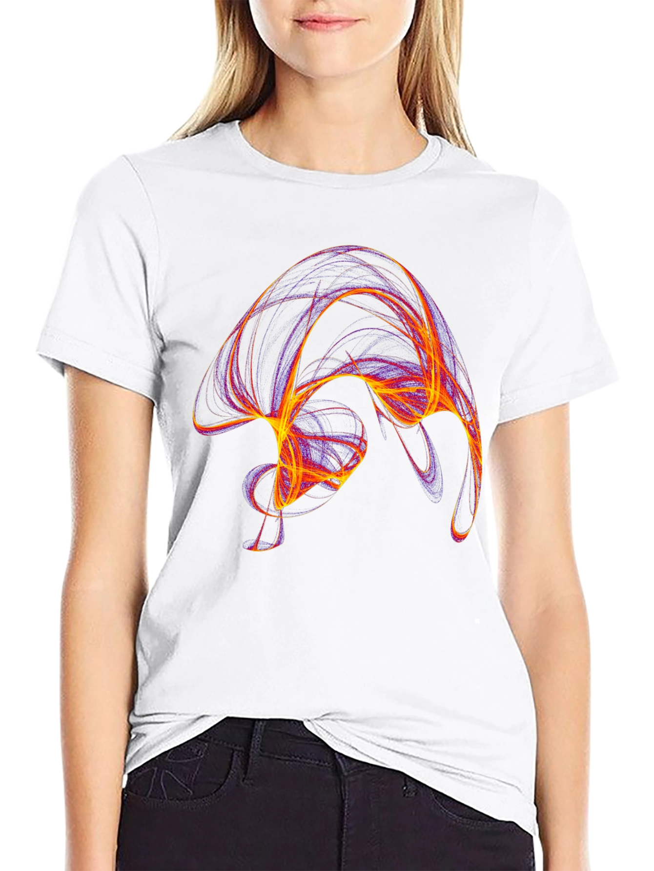 Black Abstract Swirl Graphic Black T-Shirt view 9