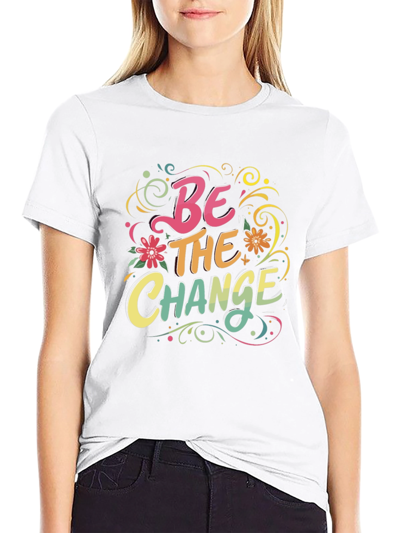 Black Be The Change Graphic Tee - Inspiring Design view 9