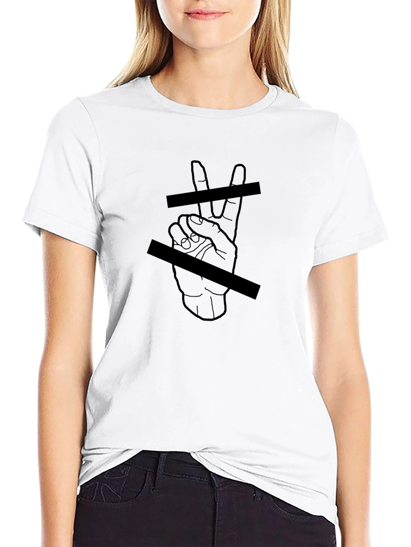 Black Black Tee with Hand Graphic view 9