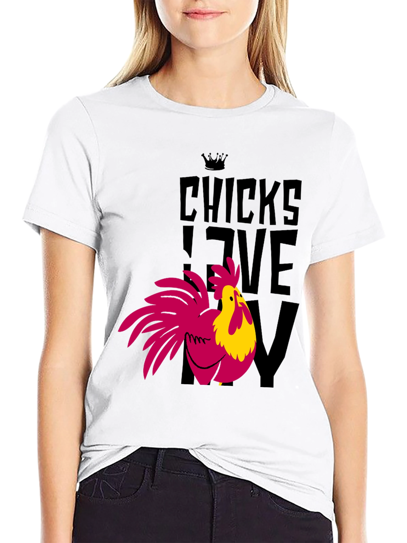 Black Chicks Love My Chicken Graphic T-Shirt - Funny Rooster Tee view 9