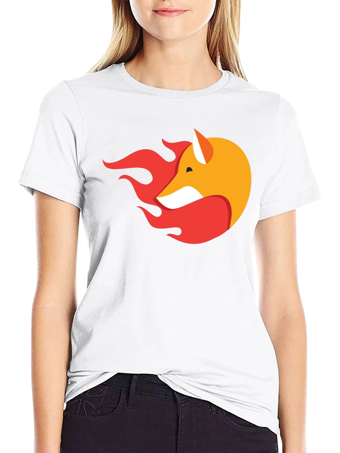 Black Stylish Black T-Shirt with Fox & Flame Graphic view 9