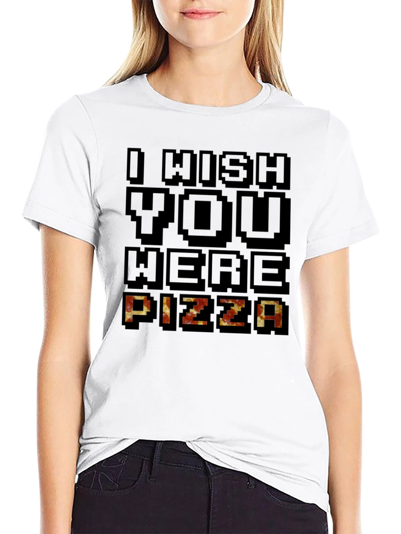Black I Wish You Were Pizza Graphic T-Shirt view 9