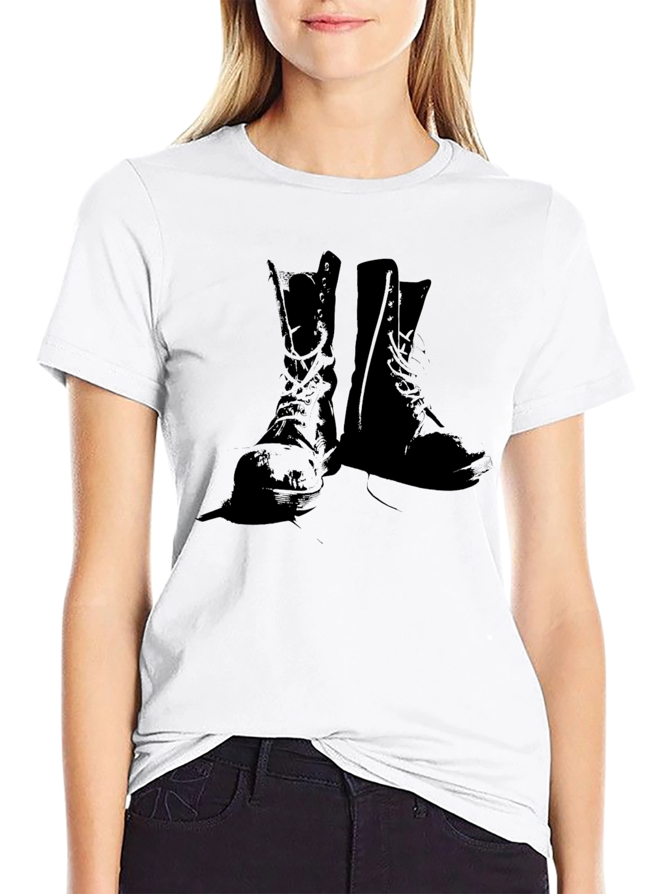 Black Graphic Boot Print Black T-Shirt view 9