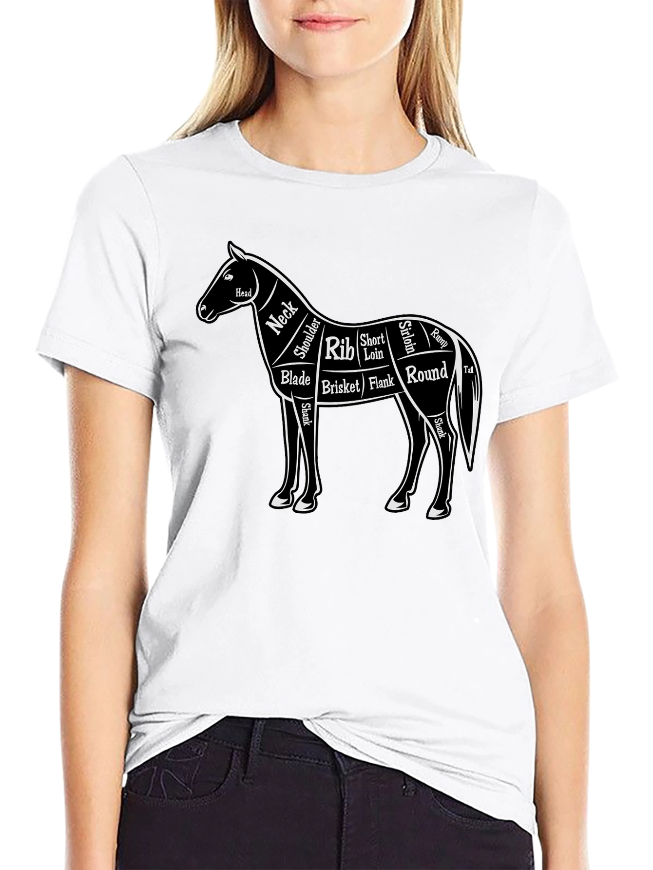 Black Horse Anatomy Black Graphic T-Shirt view 9