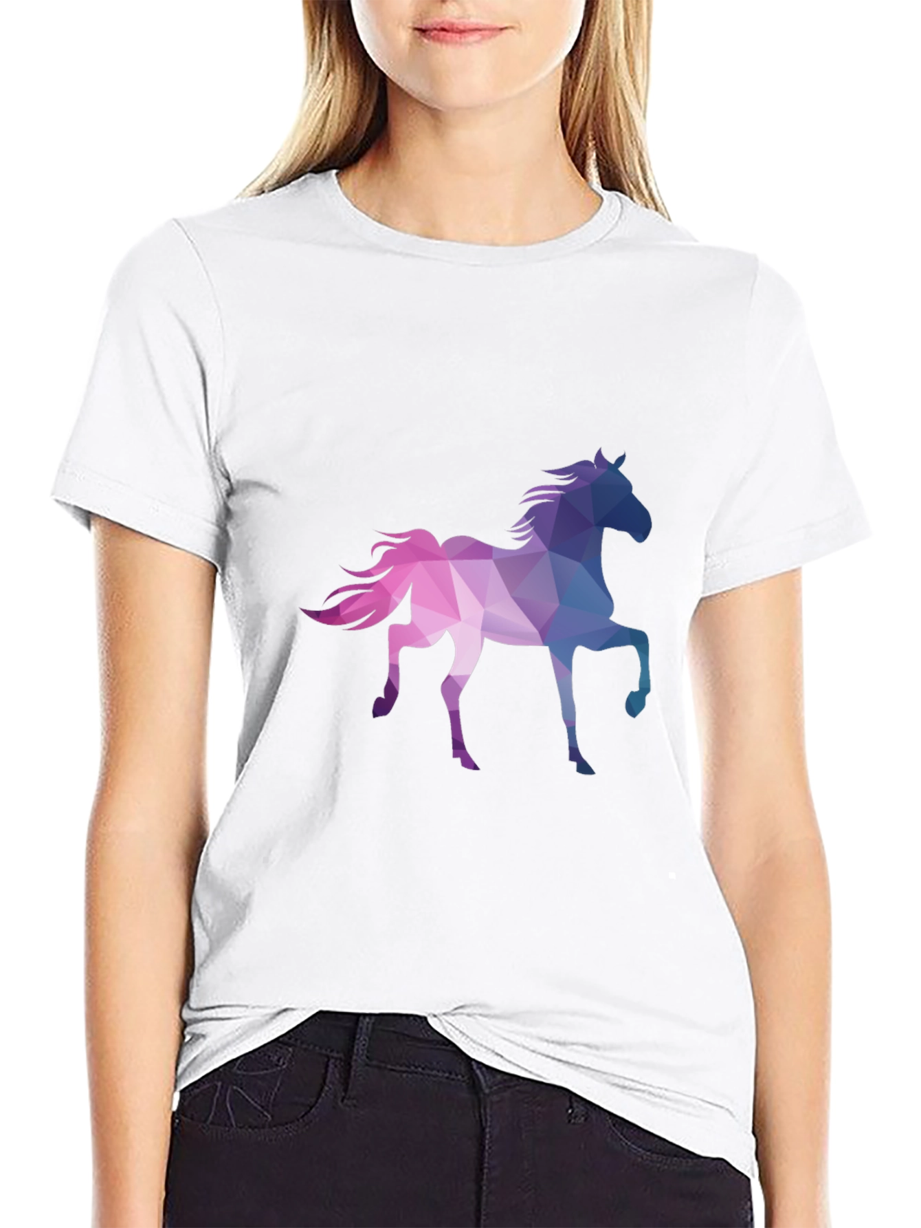 Black Geometric Horse Graphic T-Shirt - Black view 9