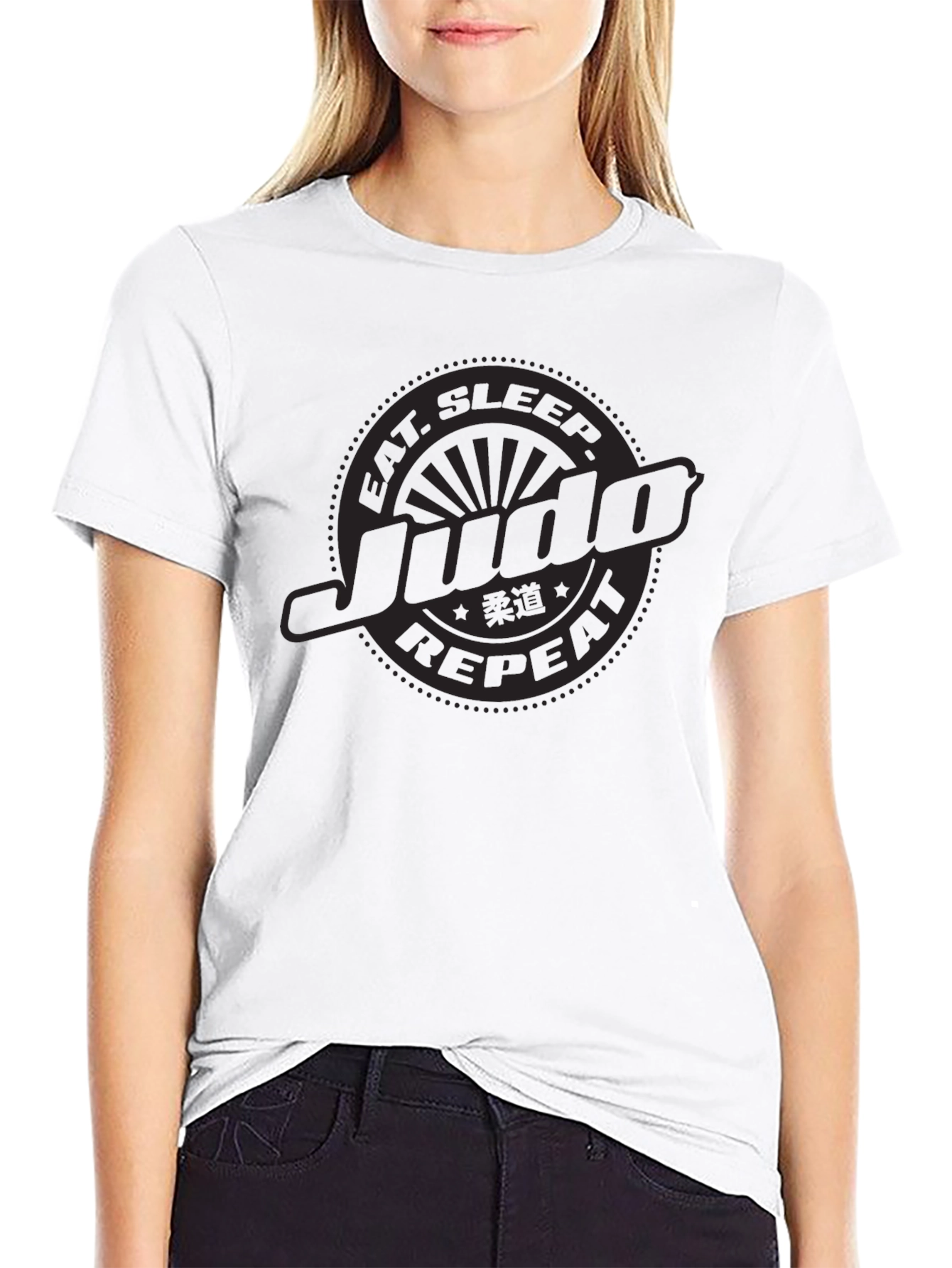 Black Eat Sleep Judo Repeat - Black T-Shirt view 9