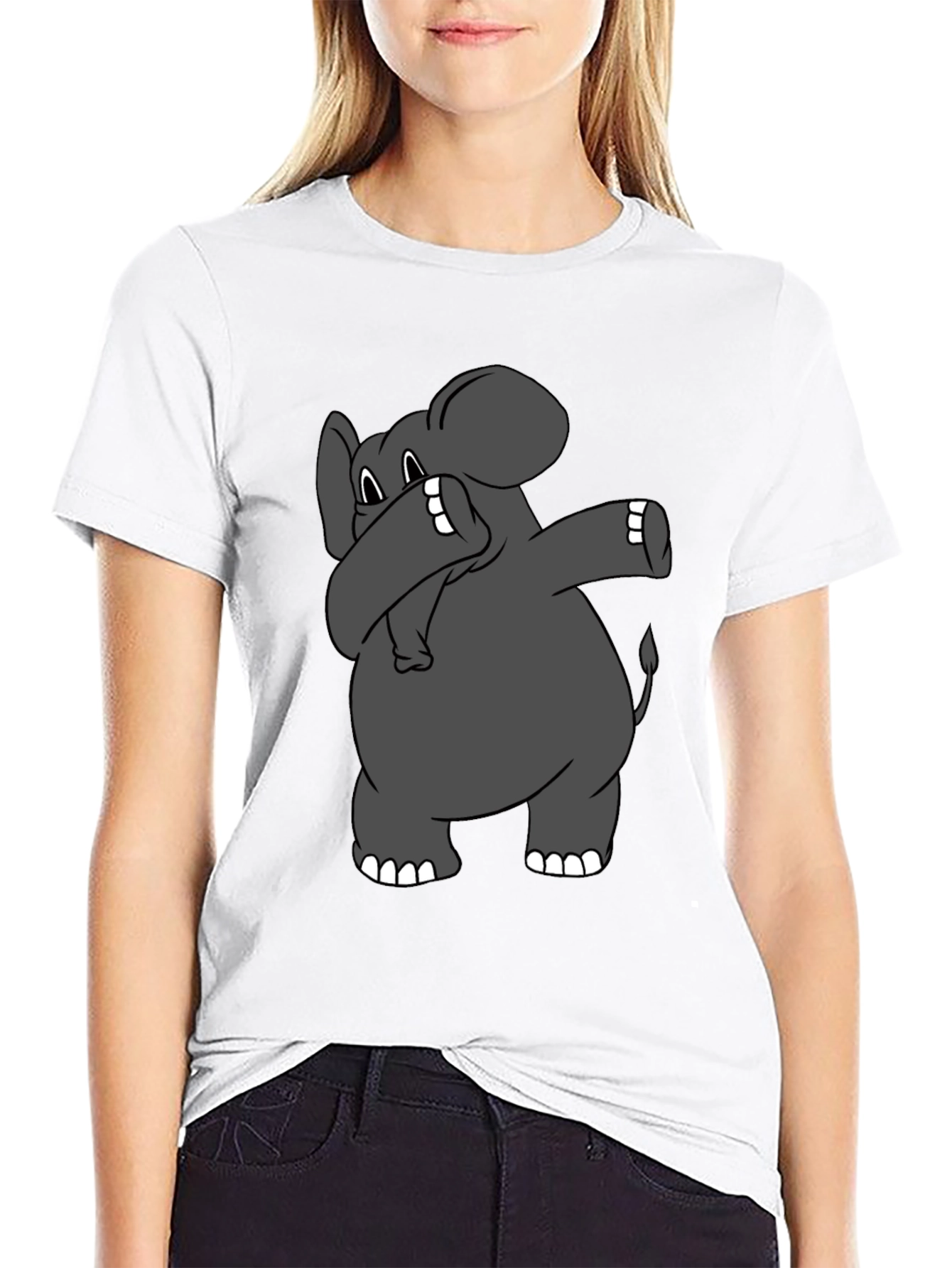 Black Dabbing Elephant Graphic T-Shirt - Black Cotton Tee view 9