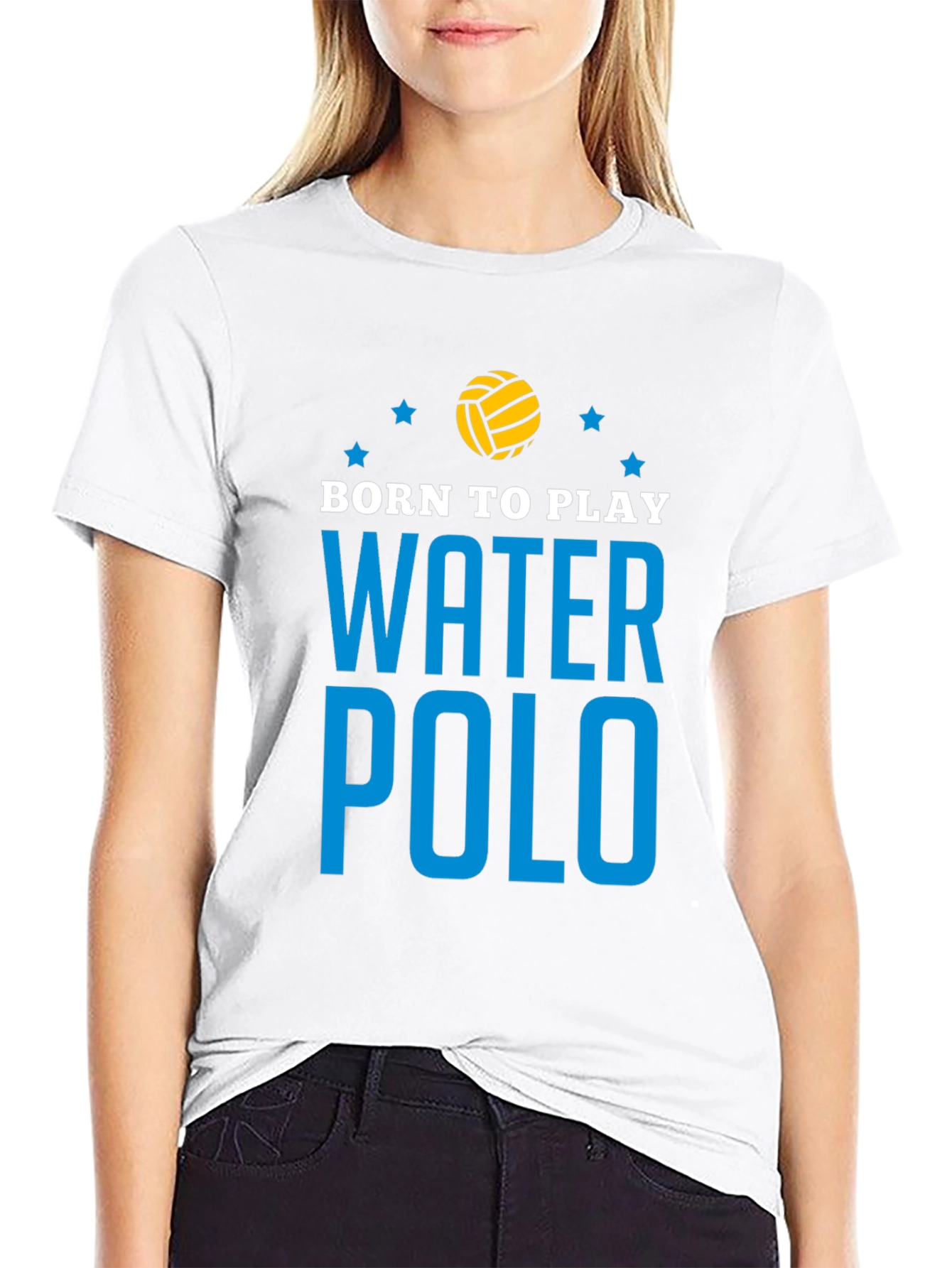 Black Born to Play Water Polo Graphic T-Shirt view 9