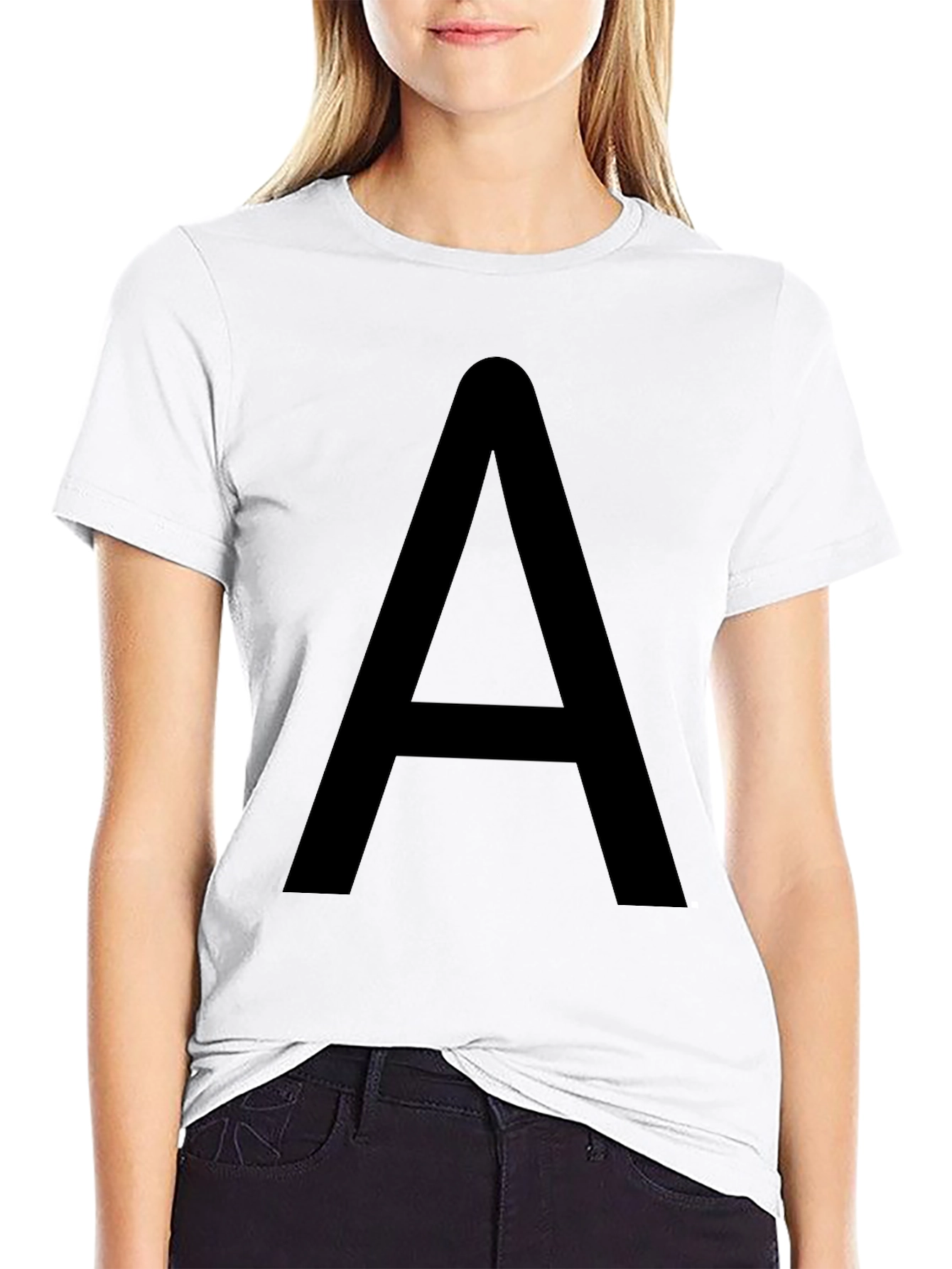 Black Bold Black T-Shirt with Letter A Graphic view 9