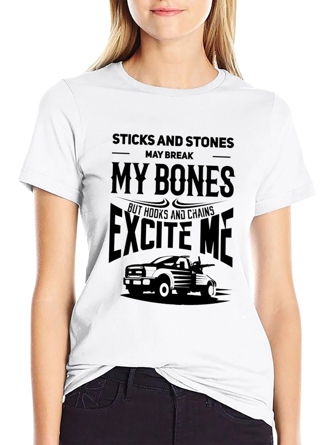 Black Sticks and Stones Tow Truck T-Shirt view 9
