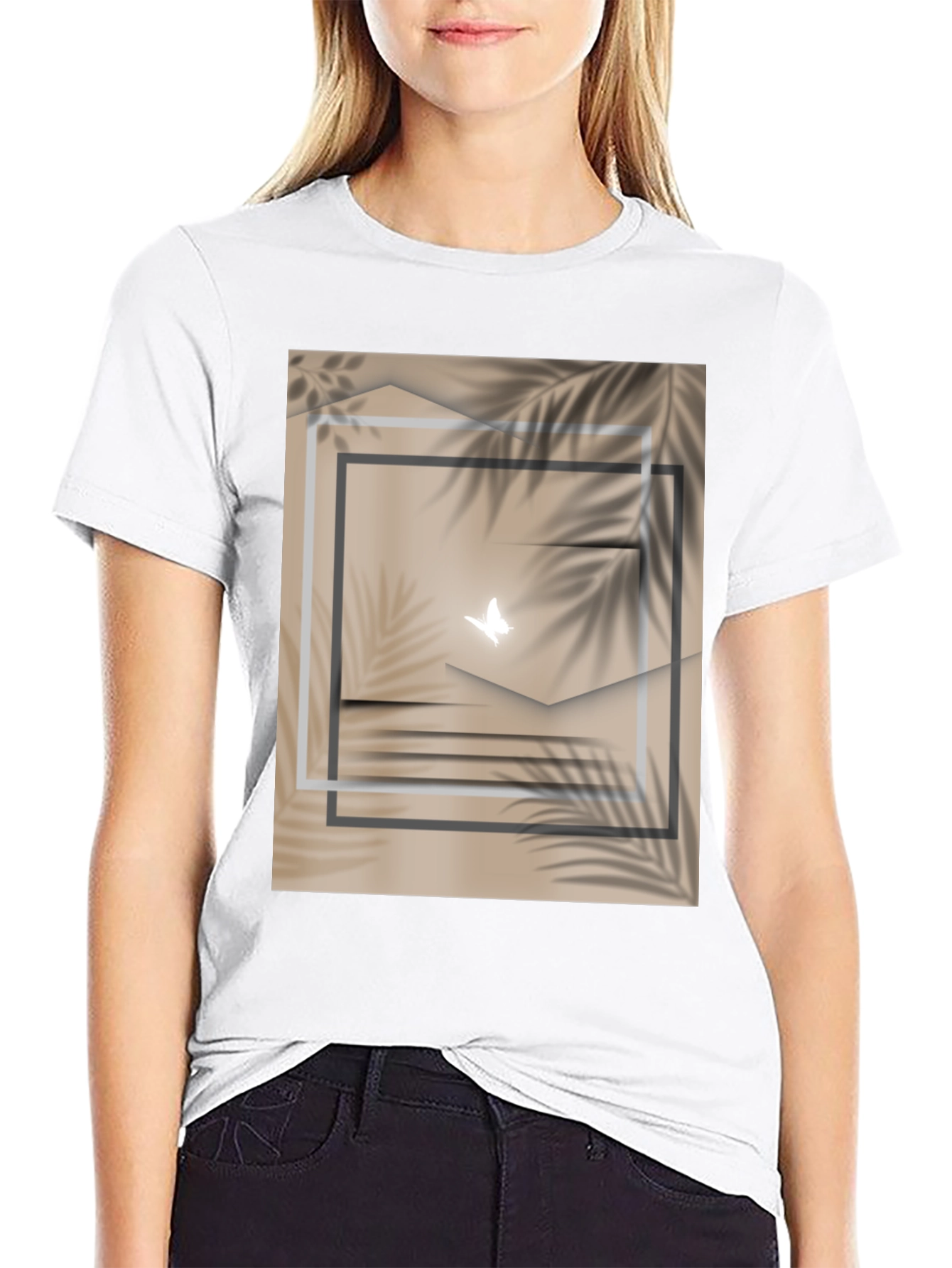 Black Abstract Butterfly Graphic Tee - Stylish Casual Wear view 9