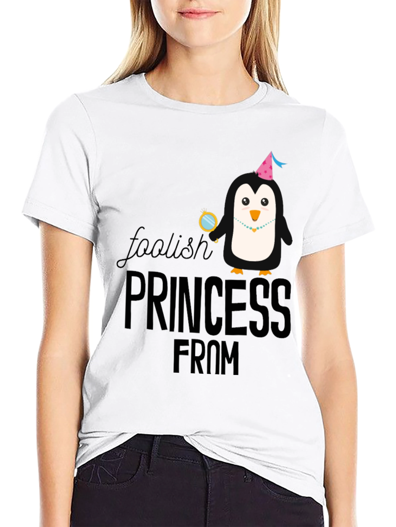 Black Foolish Princess Penguin T-Shirt - Black Cotton view 9