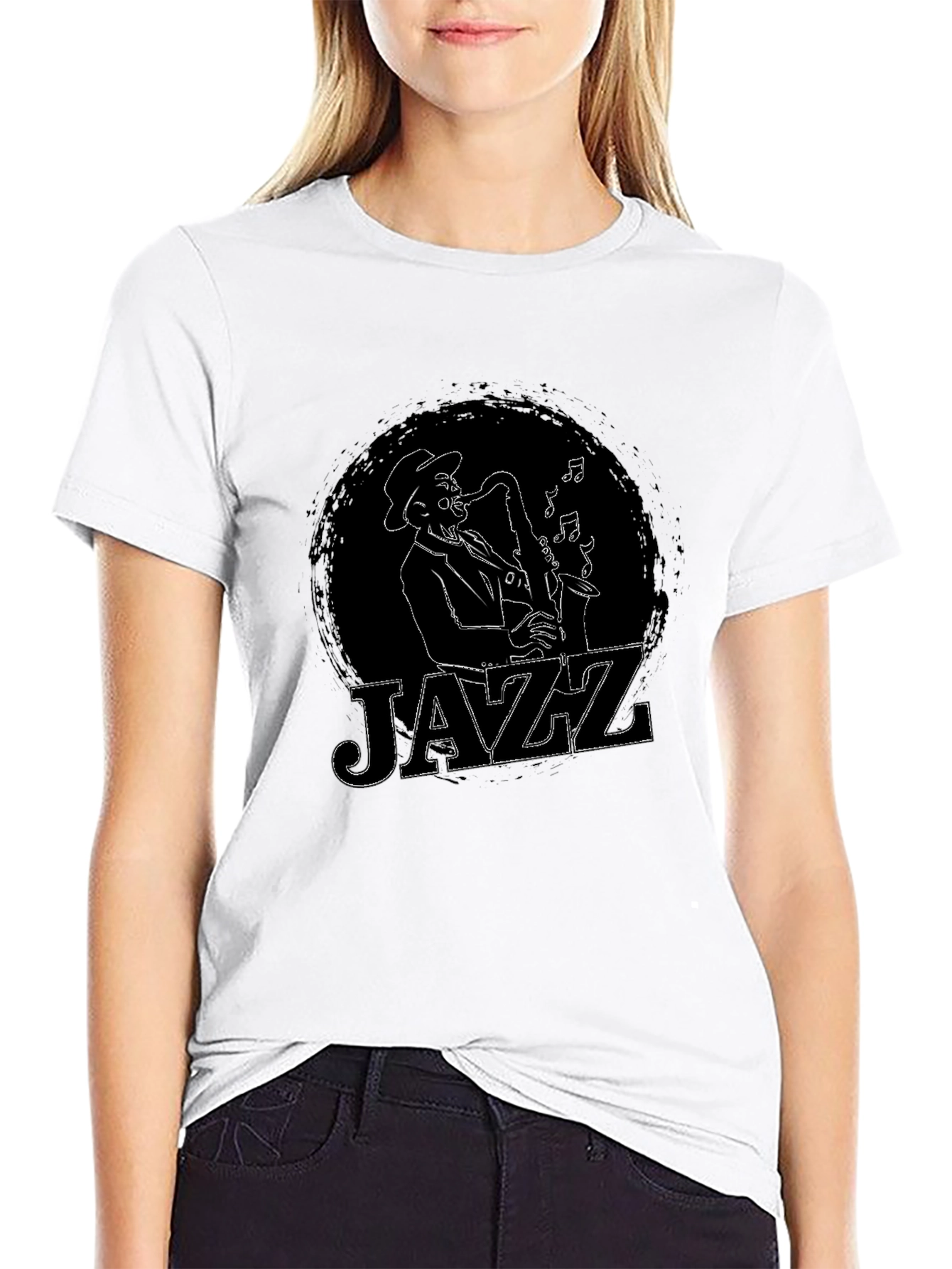 Black Cool Jazz Saxophone Player T-Shirt view 9