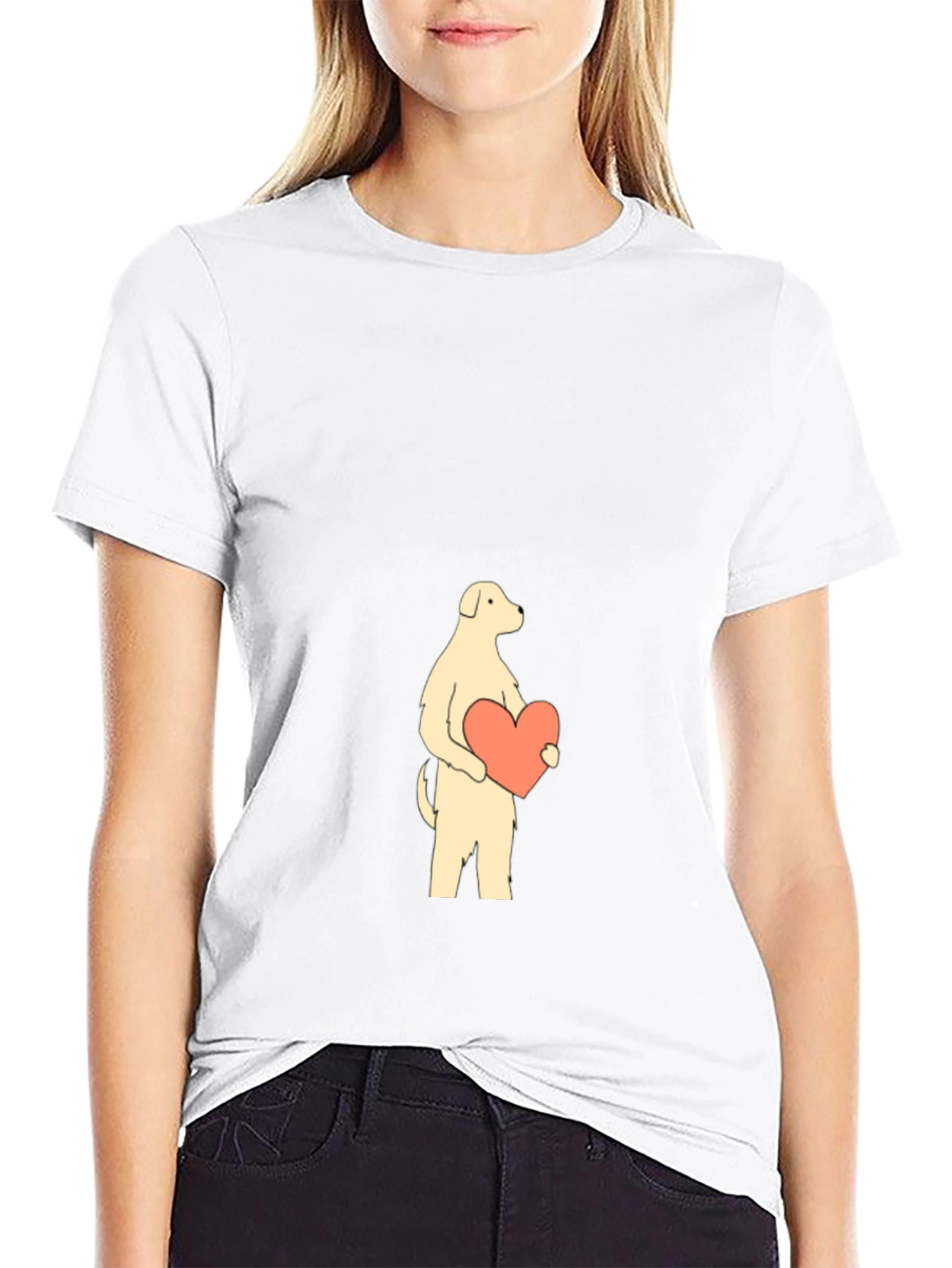 Black Dog with Heart Graphic Tee - Black Cotton Shirt view 9