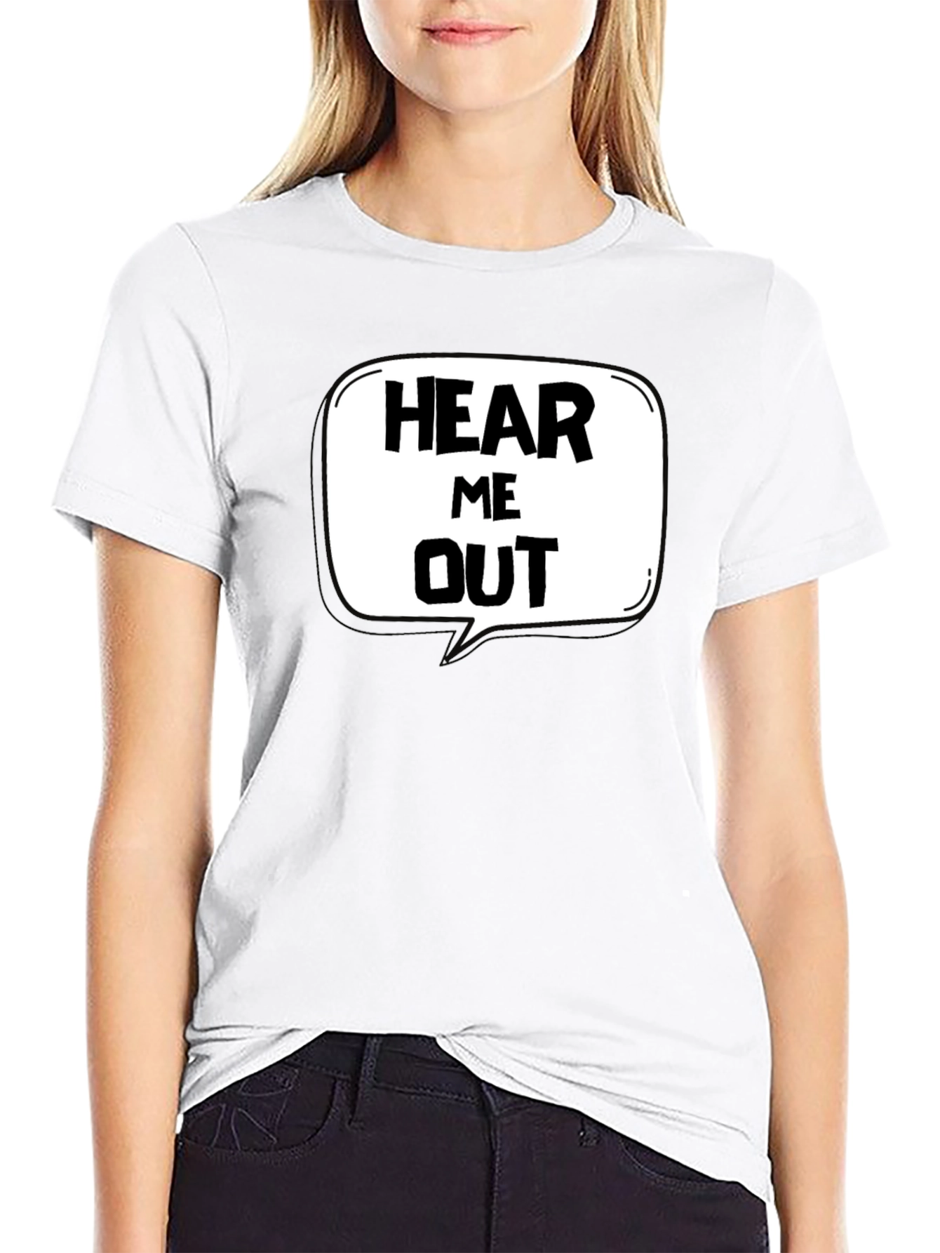 Black Hear Me Out Graphic T-Shirt - Funny Statement Tee view 9