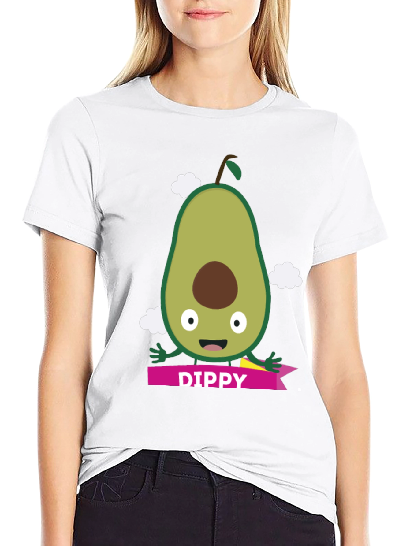 Black Dippy Avocado Graphic T-Shirt - Funny Casual Tee view 9