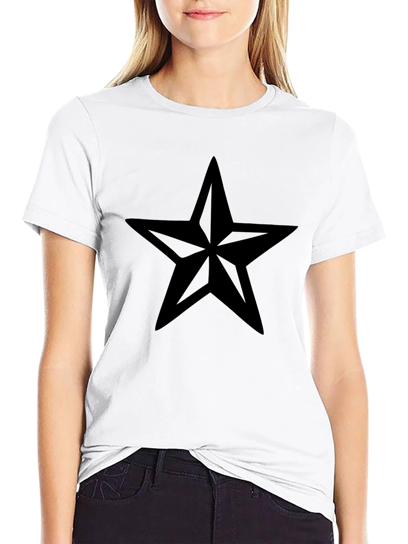 Black Nautical Star Graphic Tee - Black Cotton Blend view 9