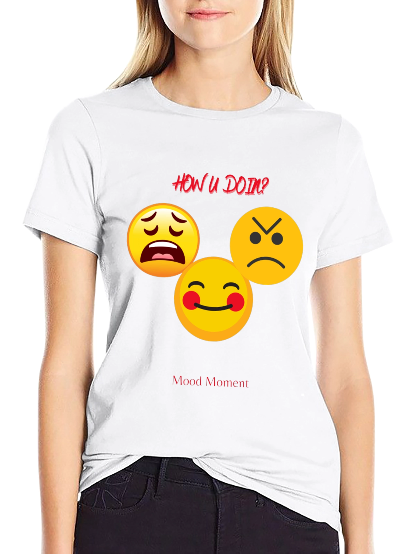 Black Mood Moment Emoji Graphic Black T-Shirt view 9