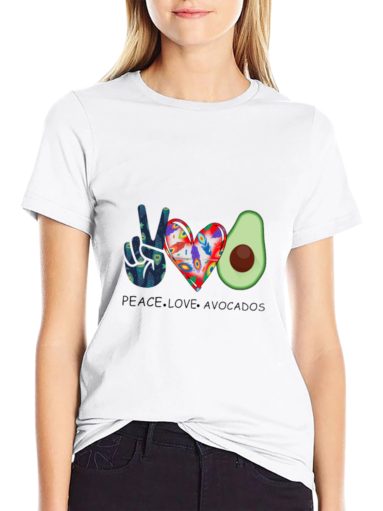 Black Peace Love Avocados Graphic T-Shirt view 9