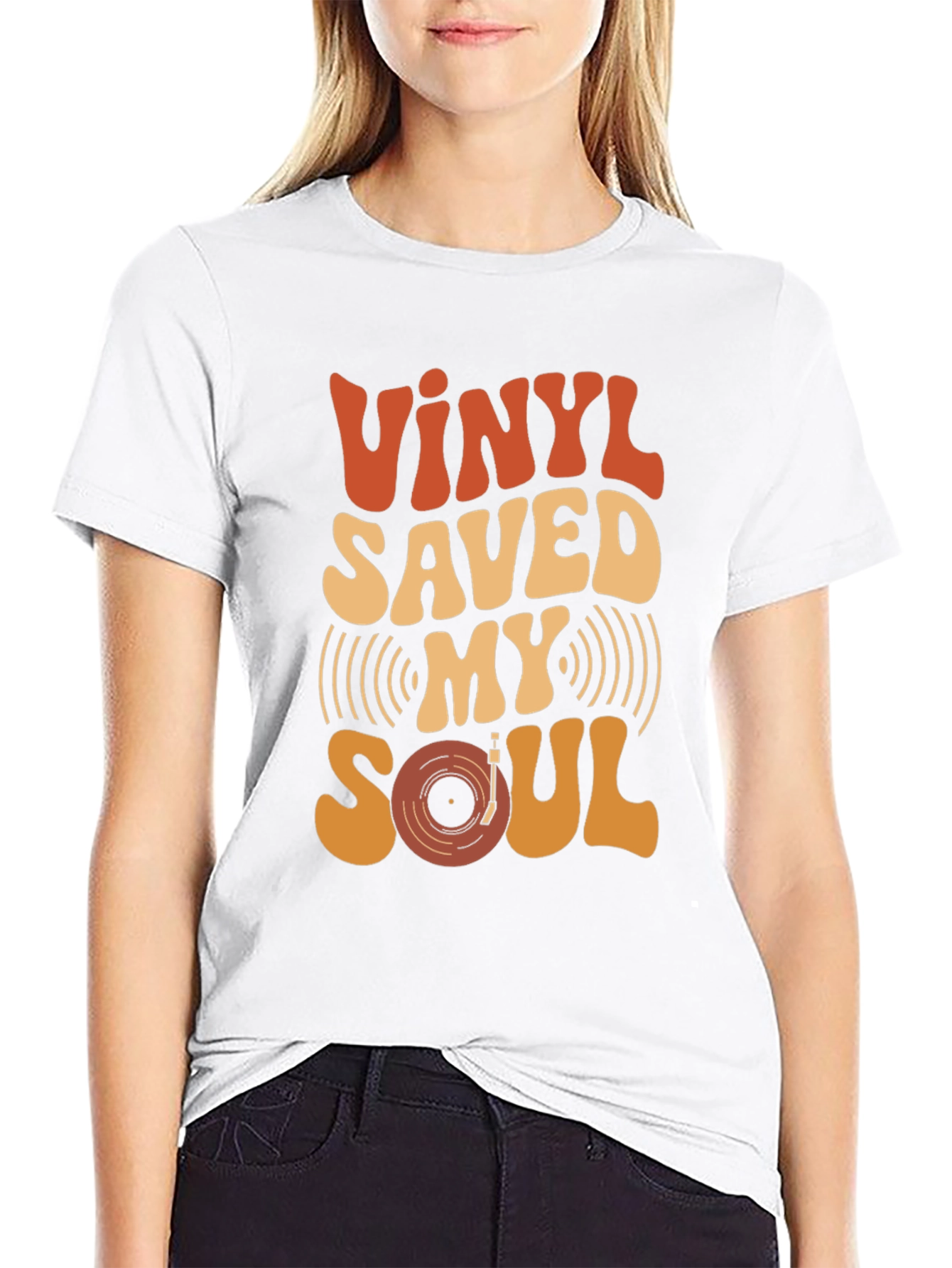 Black Vinyl Saved My Soul Retro Graphic Tee view 9
