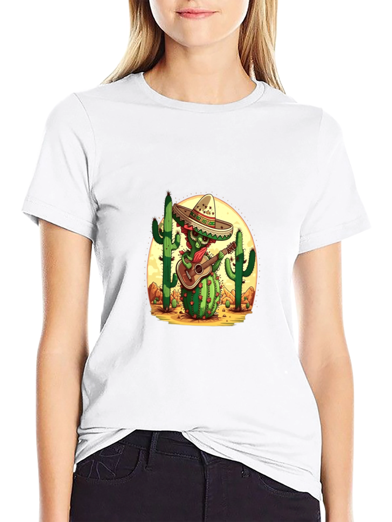 Black Cactus Mariachi Graphic Tee - Desert Fiesta Shirt view 9