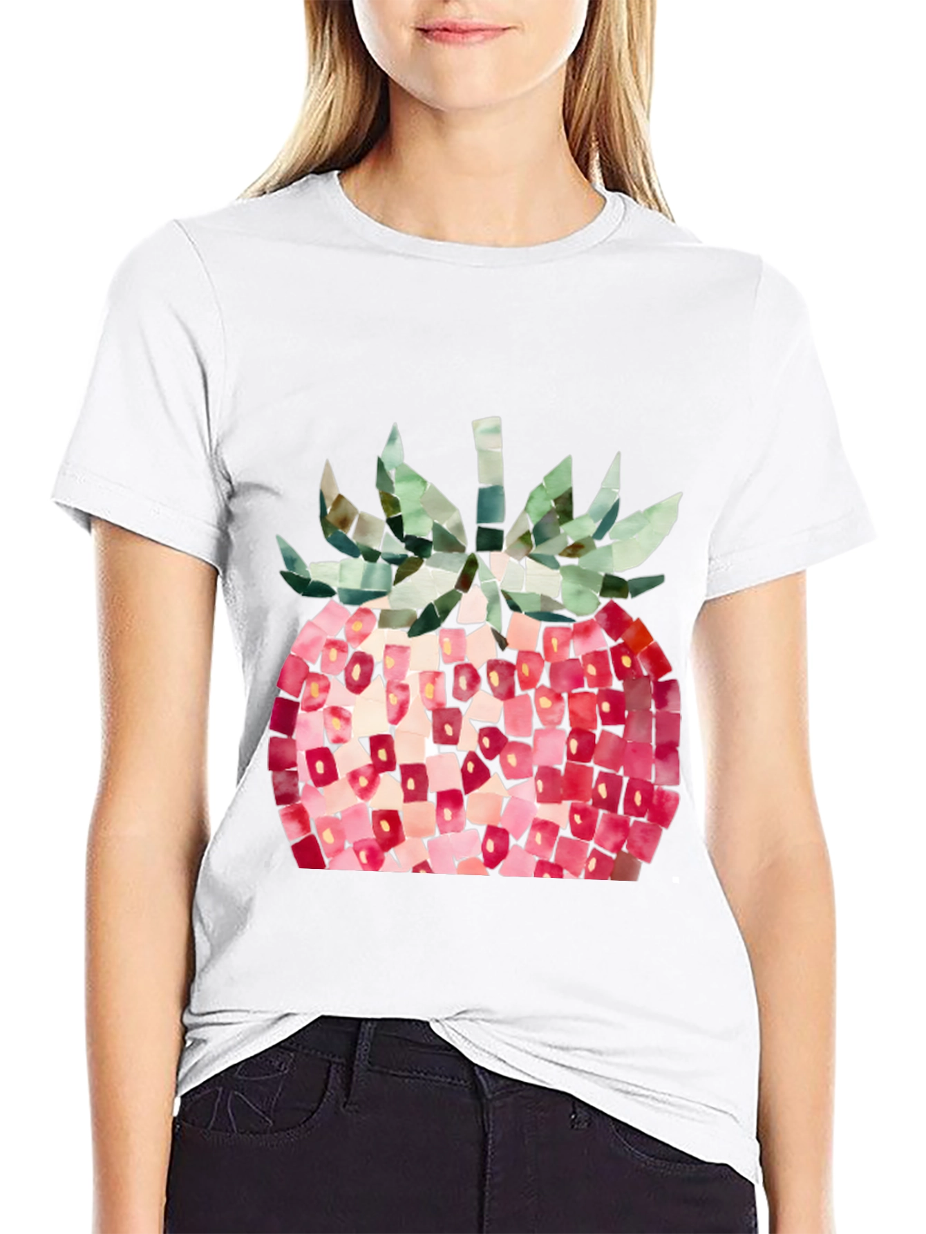 Black Strawberry Graphic Tee - Abstract Fruit Design, Casual Wear view 9