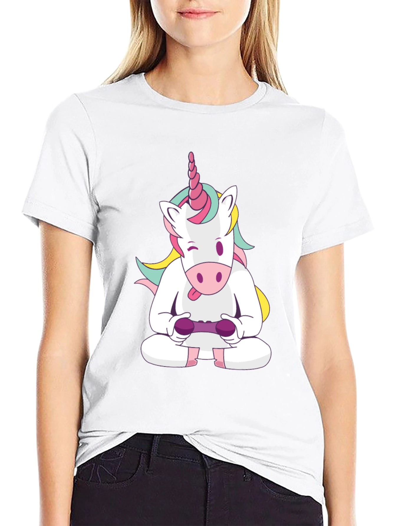 Black Unicorn Gamer T-Shirt - Funny Graphic Tee view 9