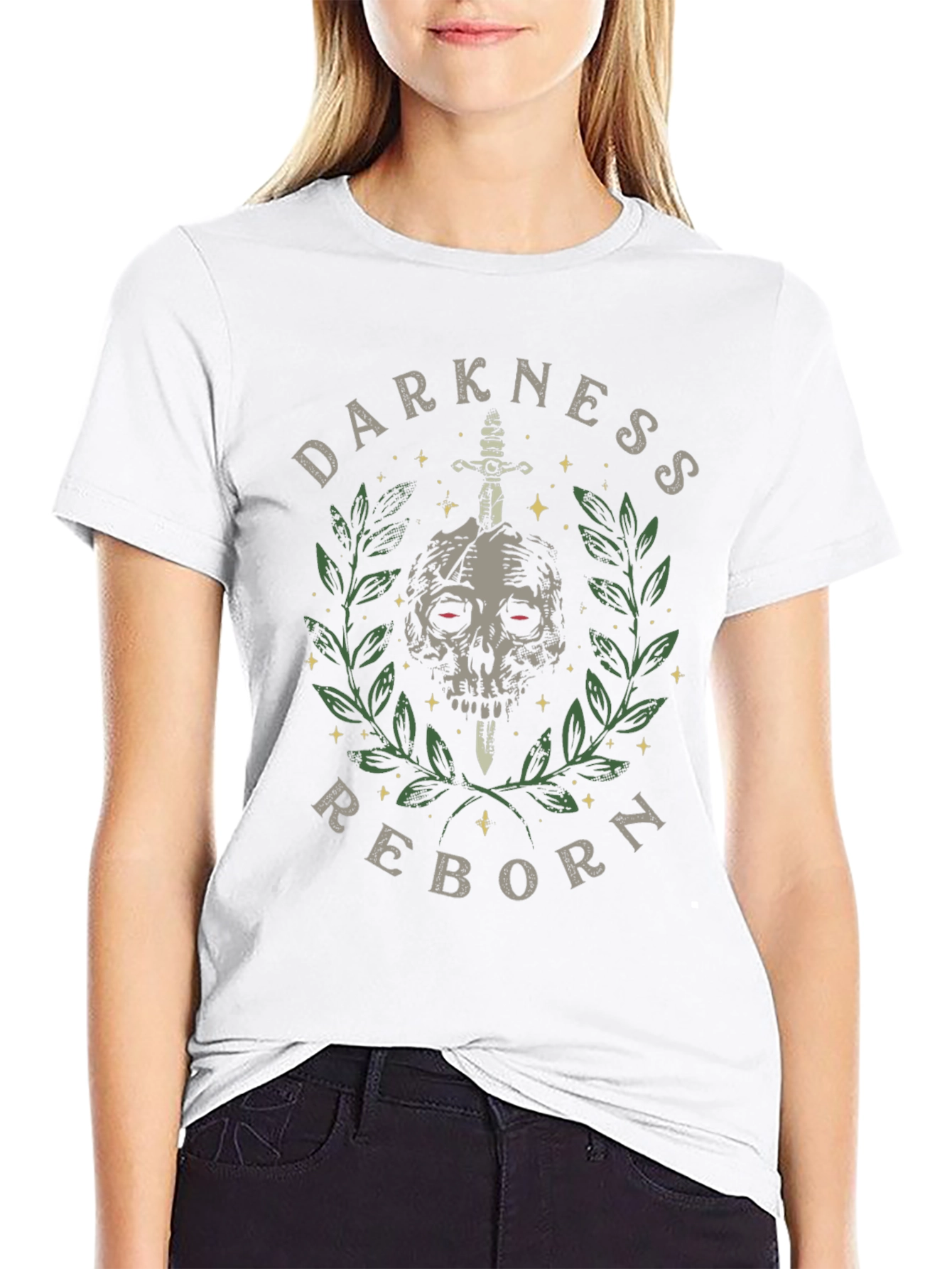 Black Darkness Reborn Graphic Tee - Skull & Sword Print view 9