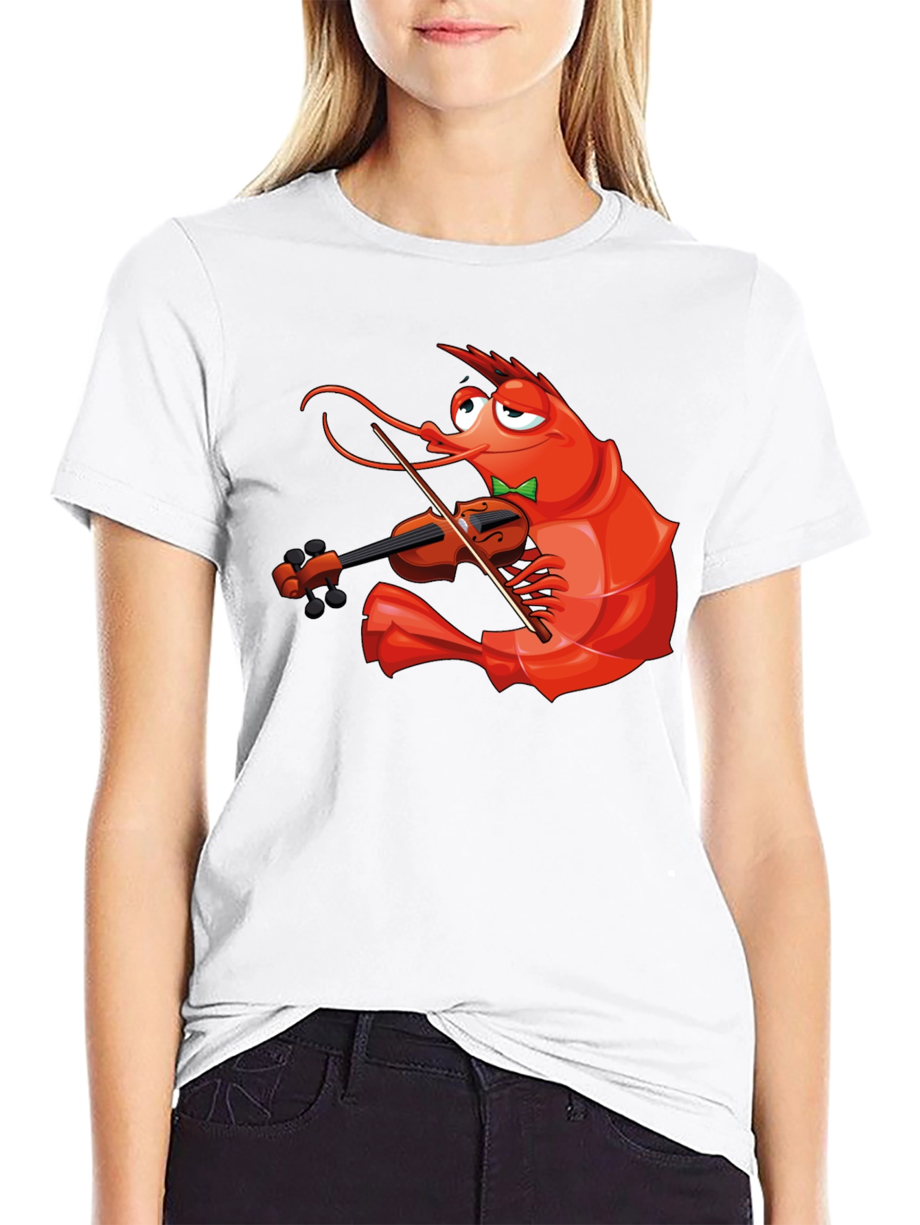 Black Shrimp Violinist T-Shirt - Funny Music Lover Tee view 9