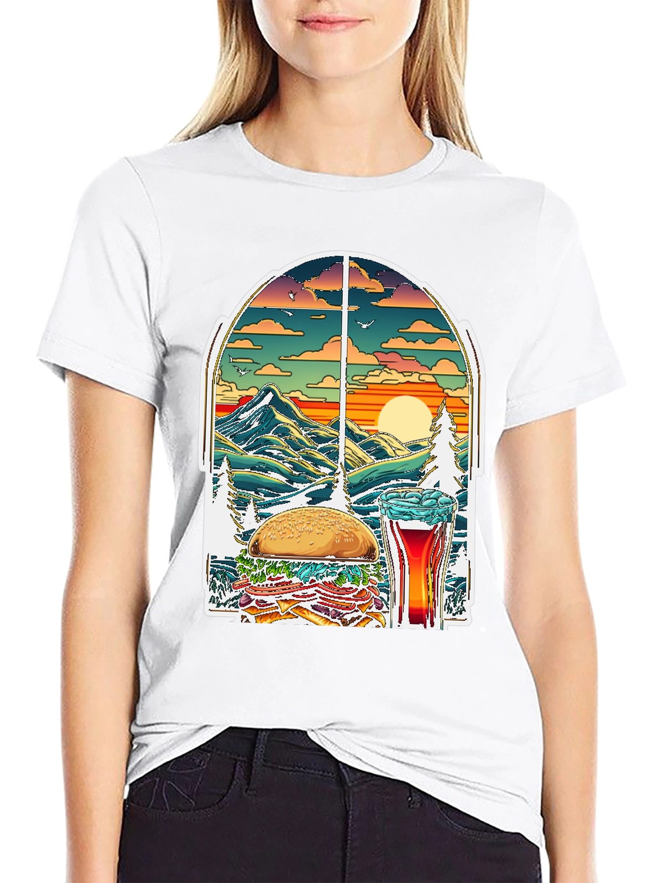 Black Burger Beer Nature T-Shirt view 9