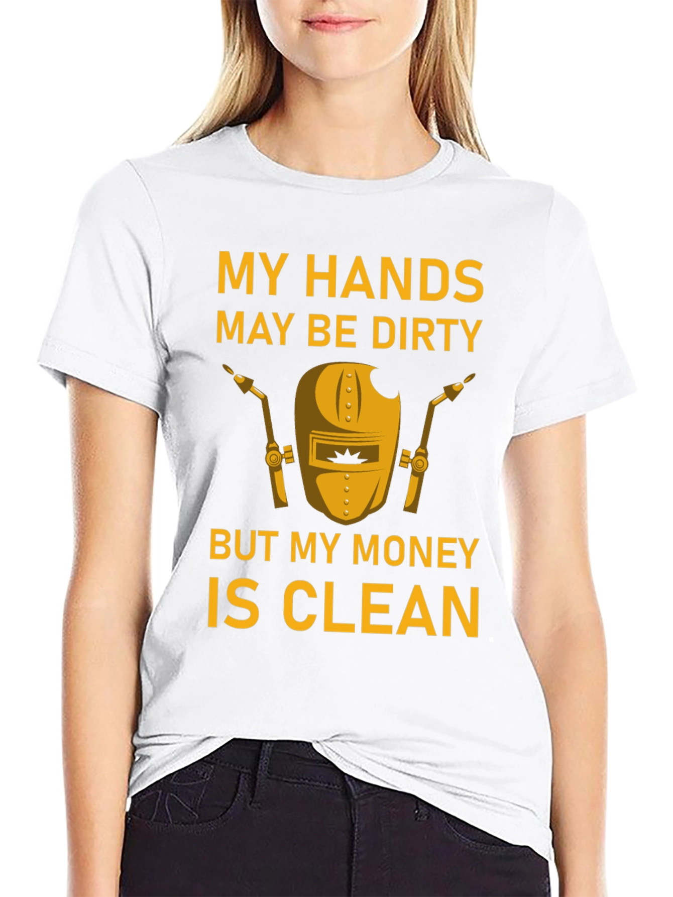 Black Dirty Hands Clean Money Welder T-Shirt view 9