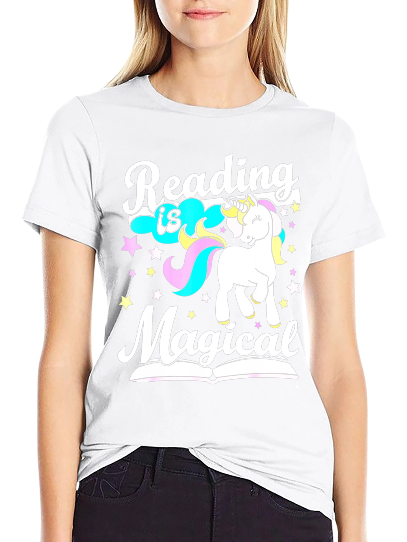 Black Reading is Magical Unicorn Graphic Tee view 9