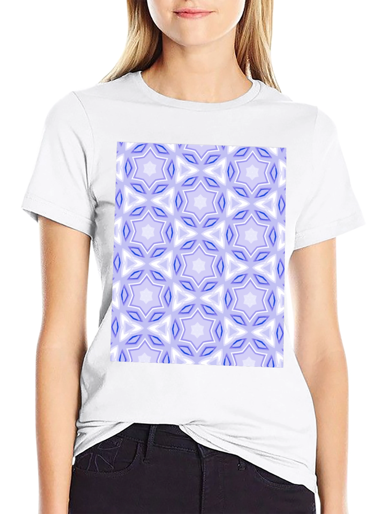 Black Geometric Star Pattern Tee view 9