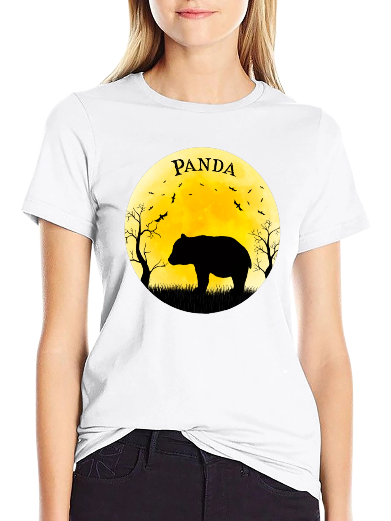 Black PANDA Silhouette Tee - Unique Graphic T-Shirt view 9