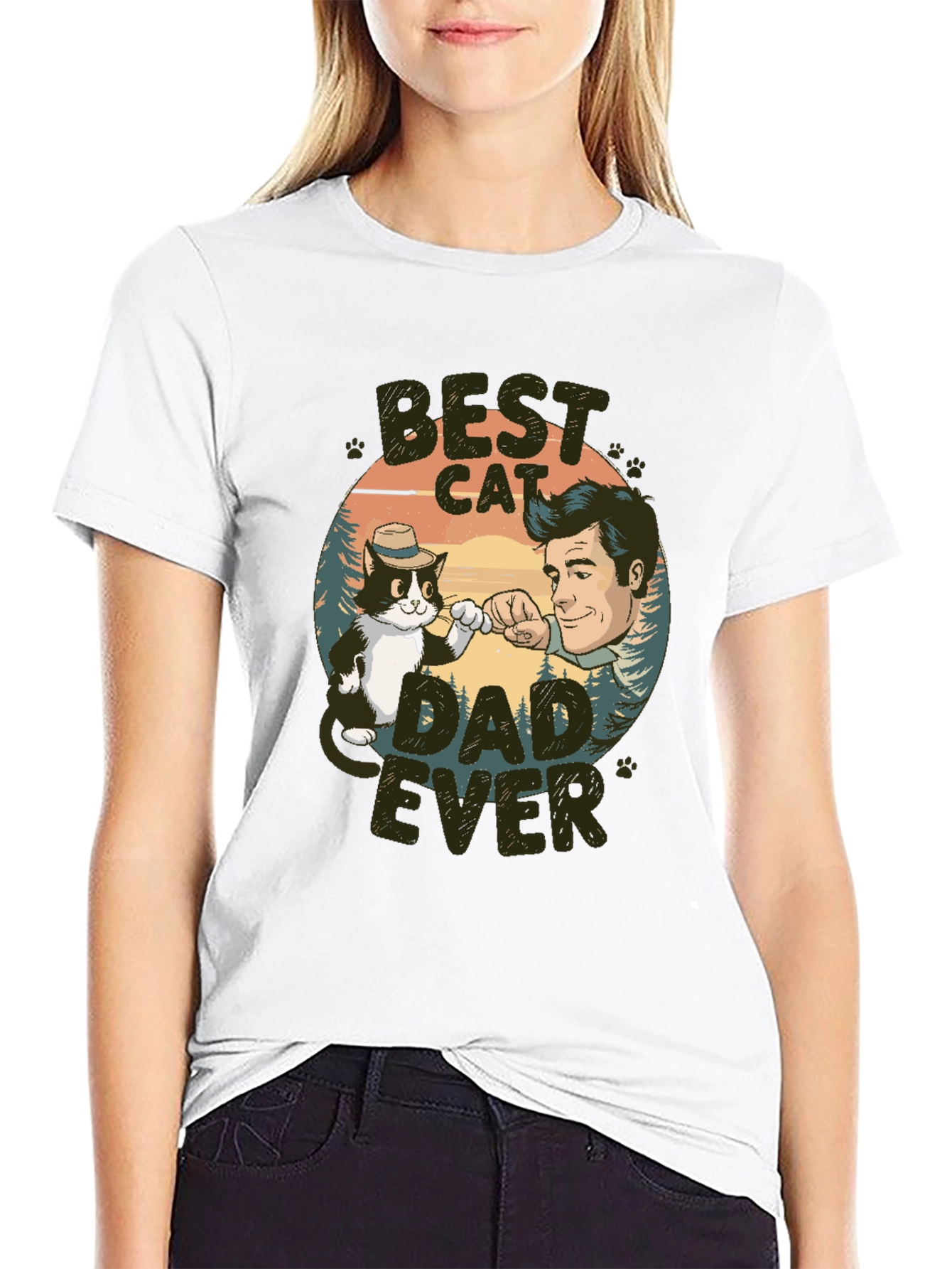 Black Best Cat Dad Ever T-Shirt view 9